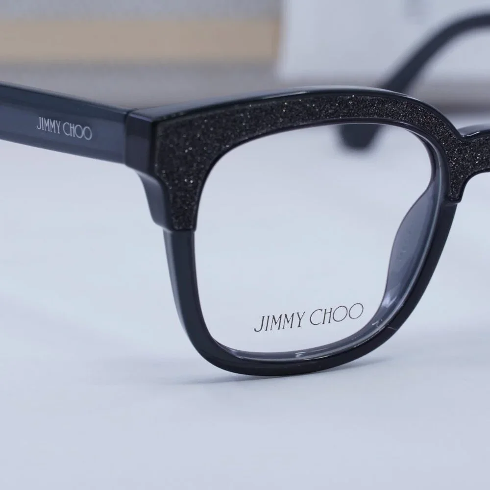 Jimmy Choo JC176 018R 00 Cat Eye Eyeglasses - Dark Gray Glittergy 49mm